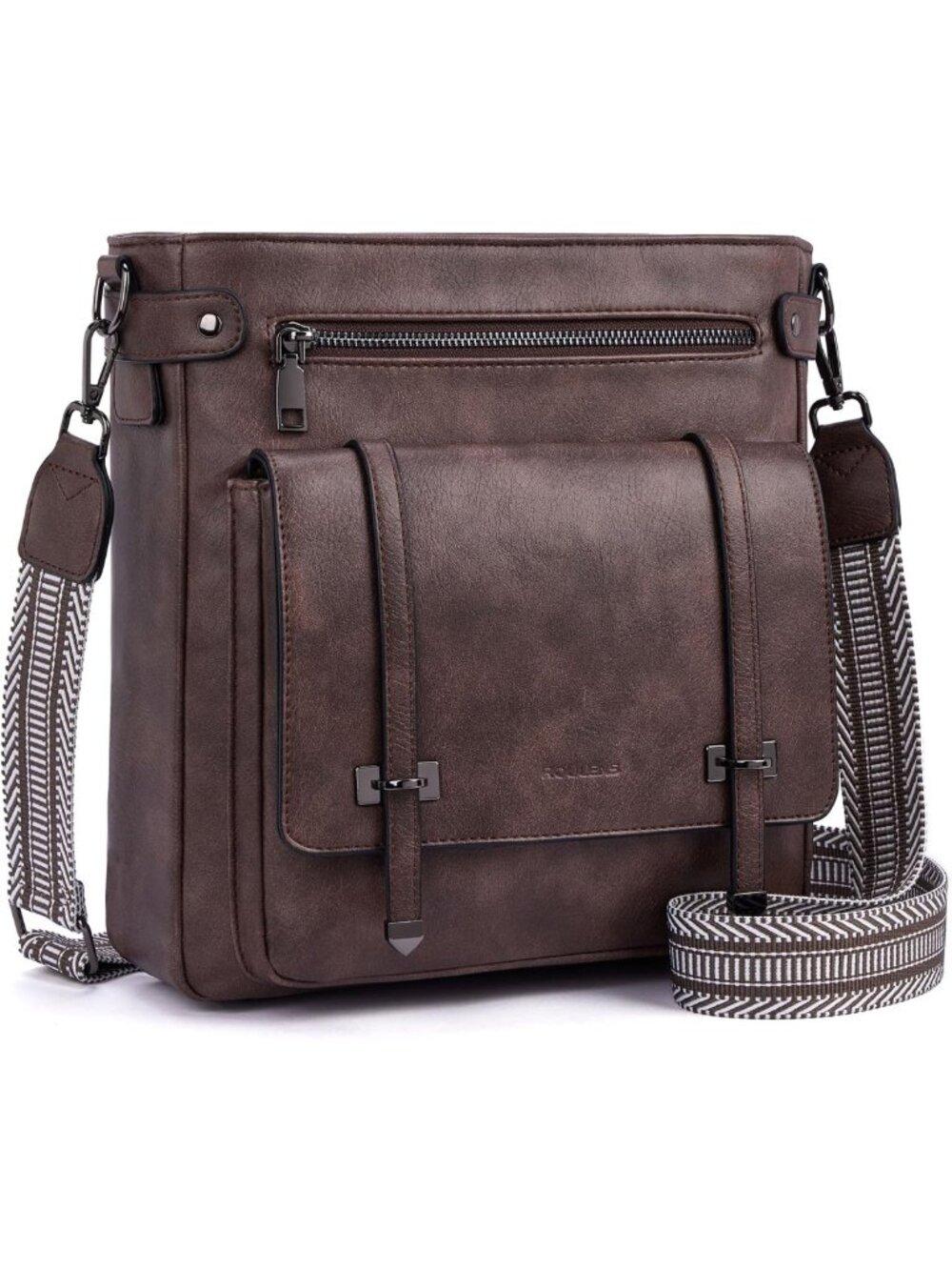 Stylish Multi-Pocket Vegan Leather Crossbody Bag for Women - Adjustable Travel